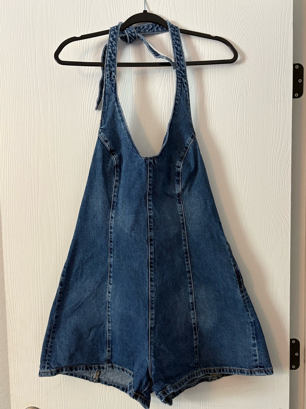 Denim Tie-Neck Overall